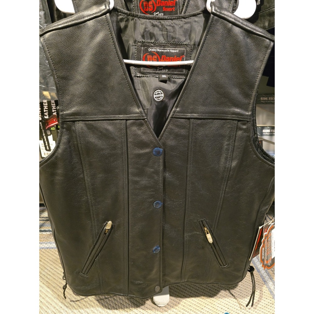 Daniel Smart DS205 Womens Swift Black Leather Motorcycle Vest  3XL